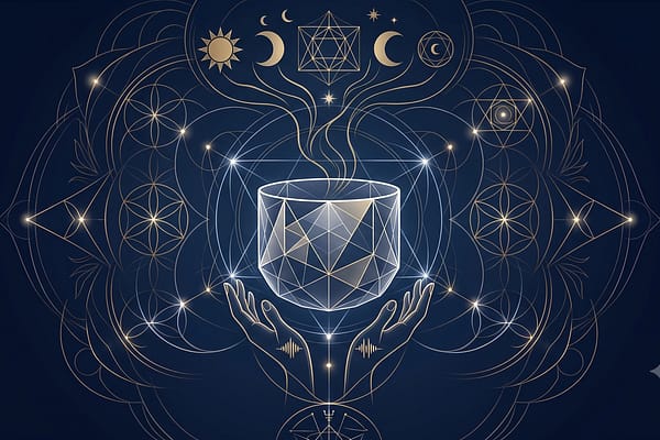 Illustration einer Klangschale mit Sound Healing Symbolik